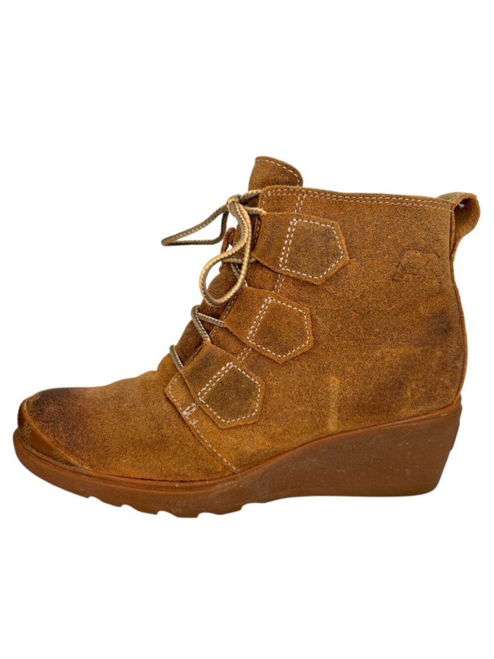 Sorel Toronto Lace-Up Wedge Ankle Boots Waterproof Camel Brown Size 6